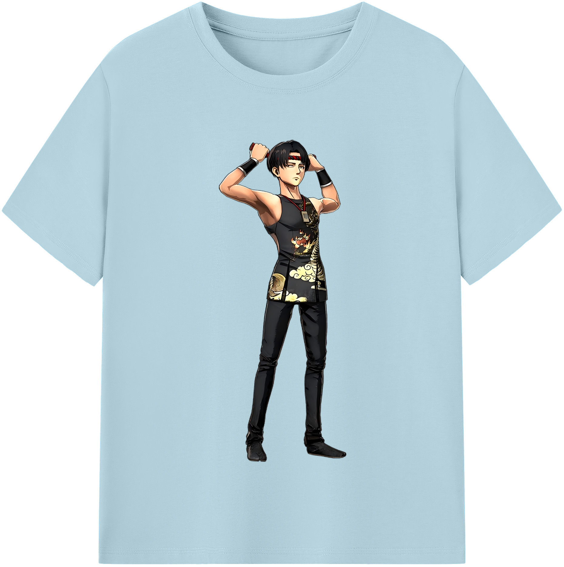 （画像用） 進撃の巨人 リヴァイ·アッカーマン Attack on Titan Levi Ackerman 綿100％半袖Tシャツ（フロントプリント）
